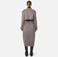 Capispalla|Elisabetta Franchi Trench in lana Steel