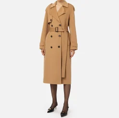 Capispalla|Elisabetta Franchi Trench in lana Camel