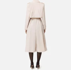 Giacche & Trench|Elisabetta Franchi Trench in nylon con gonna a ruota e cintura Lattice