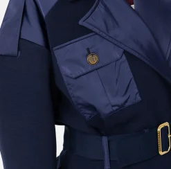 Giacche & Trench|Elisabetta Franchi Trench in viscosa con inserti in vela Navy