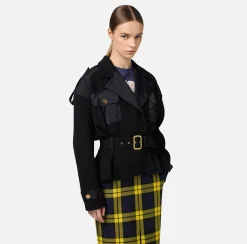 Giacche & Trench|Elisabetta Franchi Trench in viscosa con inserti in vela Nero