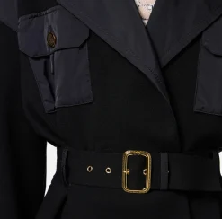 Giacche & Trench|Elisabetta Franchi Trench in viscosa con inserti in vela Nero