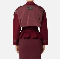 Giacche & Trench|Elisabetta Franchi Trench in viscosa con inserti in vela RougeNoir