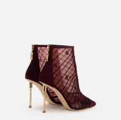 Stivali|Elisabetta Franchi Tronchetto in rete flock con tacco scultura RougeNoir