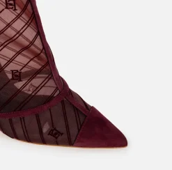 Stivali|Elisabetta Franchi Tronchetto in rete flock con tacco scultura RougeNoir