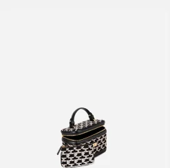 Valigeria|Borse A Mano|Elisabetta Franchi Trousse Monogram Travel Nero/Burro