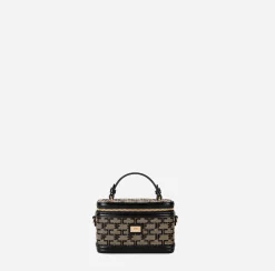 Valigeria|Borse A Mano|Elisabetta Franchi Trousse Monogram Travel Liquirizia/Nero