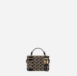 Valigeria|Borse A Mano|Elisabetta Franchi Trousse Monogram Travel Liquirizia/Nero