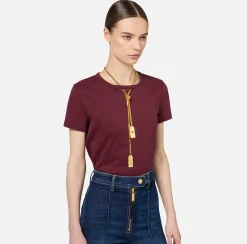 Top, T-Shirt & Body|Elisabetta Franchi T-shirt in jersey con collana RougeNoir