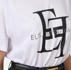 Top, T-Shirt & Body|Elisabetta Franchi T-shirt in jersey con maxi logo Gesso/Nero