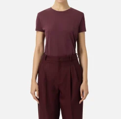 Top, T-Shirt & Body|Elisabetta Franchi T-shirt in jersey con ricamo logo RougeNoir