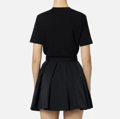 Top, T-Shirt & Body|Elisabetta Franchi T-shirt in jersey con strass logo Nero