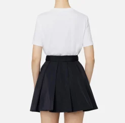 Top, T-Shirt & Body|Elisabetta Franchi T-shirt in jersey con strass logo Gesso