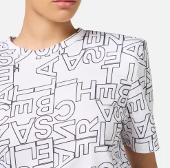 Top, T-Shirt & Body|Elisabetta Franchi T-shirt in jersey lettering grande Gesso/Nero