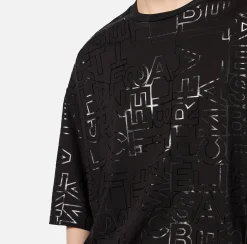 Top, T-Shirt & Body|Elisabetta Franchi T-shirt in jersey lettering lucido Nero