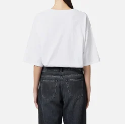 Top, T-Shirt & Body|Elisabetta Franchi T-shirt in jersey lettering lucido Gesso