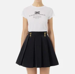 Top, T-Shirt & Body|Elisabetta Franchi T-shirt in jersey modal con stampa logo Gesso