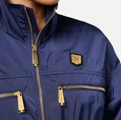 Tute|Elisabetta Franchi Tuta cargo in nylon tecnico con zip Navy