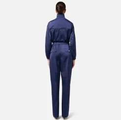Tute|Elisabetta Franchi Tuta cargo in nylon tecnico con zip Navy