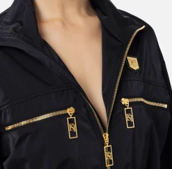 Tute|Elisabetta Franchi Tuta cargo in nylon tecnico con zip Nero