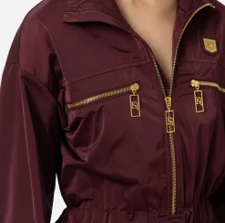 Tute|Elisabetta Franchi Tuta cargo in nylon tecnico con zip RougeNoir