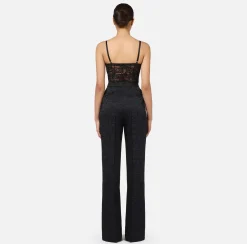 Tute|Elisabetta Franchi Tuta combinata in crêpe jaquard lettering Nero