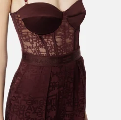 Tute|Elisabetta Franchi Tuta combinata in crêpe jaquard lettering RougeNoir