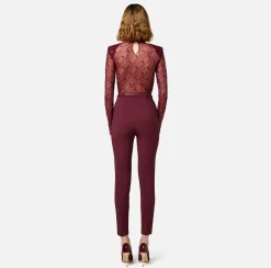 Tute|Elisabetta Franchi Tuta combinata in tulle flock disegno diagonale RougeNoir