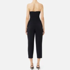 Tute|Elisabetta Franchi Tuta in crêpe stretch con top bustier Nero