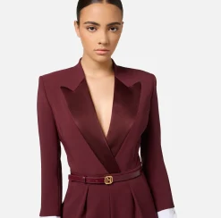 Tute|Elisabetta Franchi Tuta in crêpe stretch con revers in raso RougeNoir