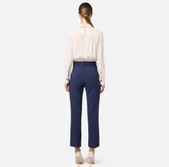 Tute|Elisabetta Franchi Tuta in crêpe stretch con fiocco Lattice/Navy