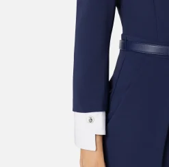 Tute|Elisabetta Franchi Tuta in crêpe stretch con revers in raso Navy