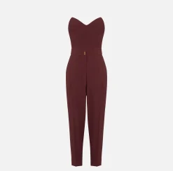 Tute|Elisabetta Franchi Tuta in crêpe stretch con top bustier RougeNoir