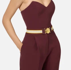 Tute|Elisabetta Franchi Tuta in crêpe stretch con top bustier RougeNoir