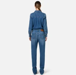 Tute|Elisabetta Franchi Tuta in denim con camicia Bluedenim