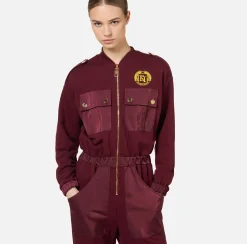 Tute|Elisabetta Franchi Tuta in felpa con tasche in nylon tecnico RougeNoir