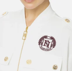 Tute|Elisabetta Franchi Tuta in felpa con tasche in nylon tecnico Avorio