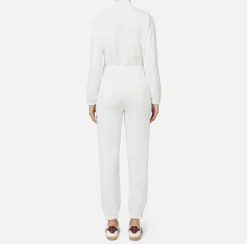 Tute|Elisabetta Franchi Tuta in felpa con tasche in nylon tecnico Avorio