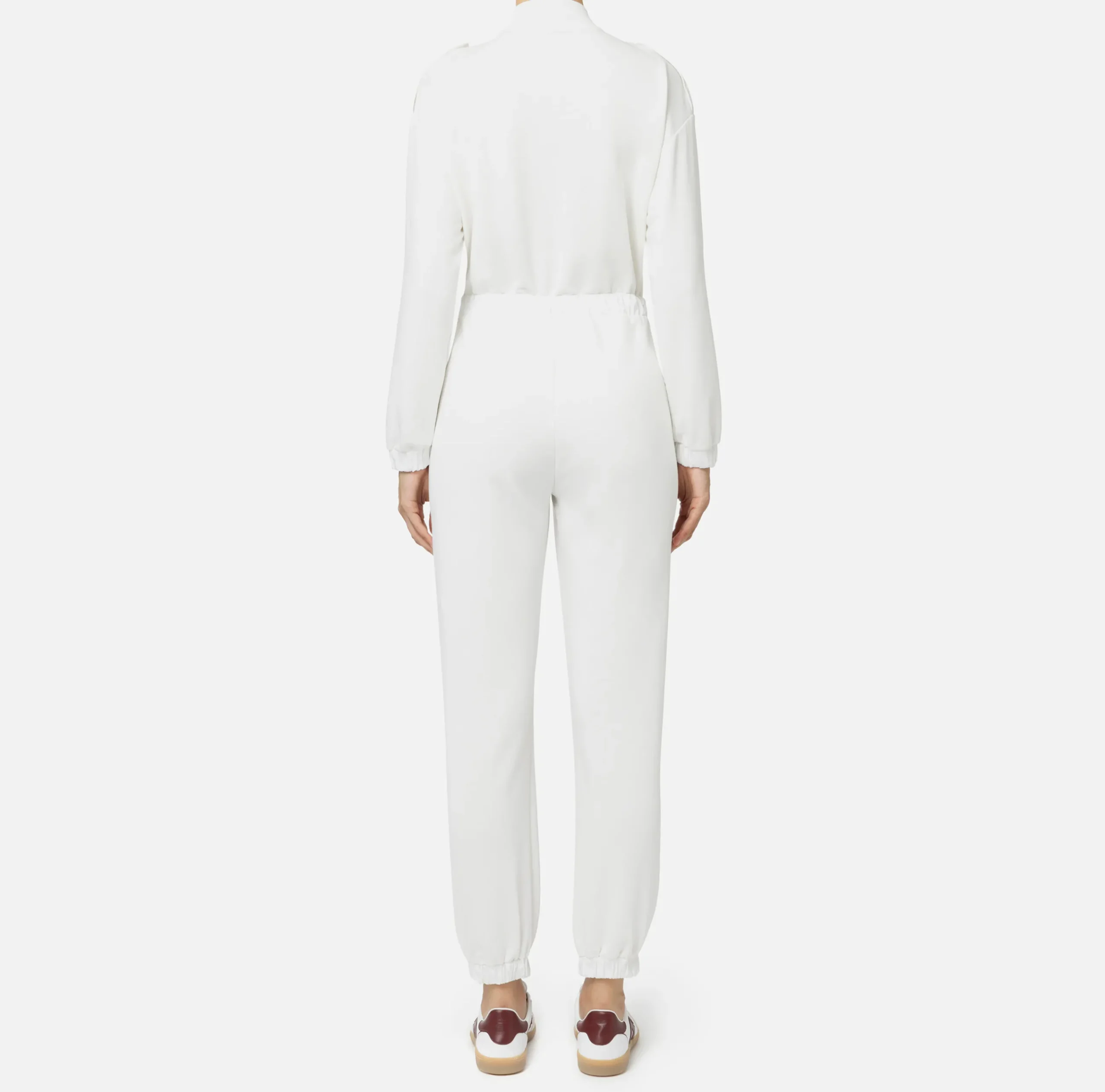 Tute|Elisabetta Franchi Tuta in felpa con tasche in nylon tecnico Avorio