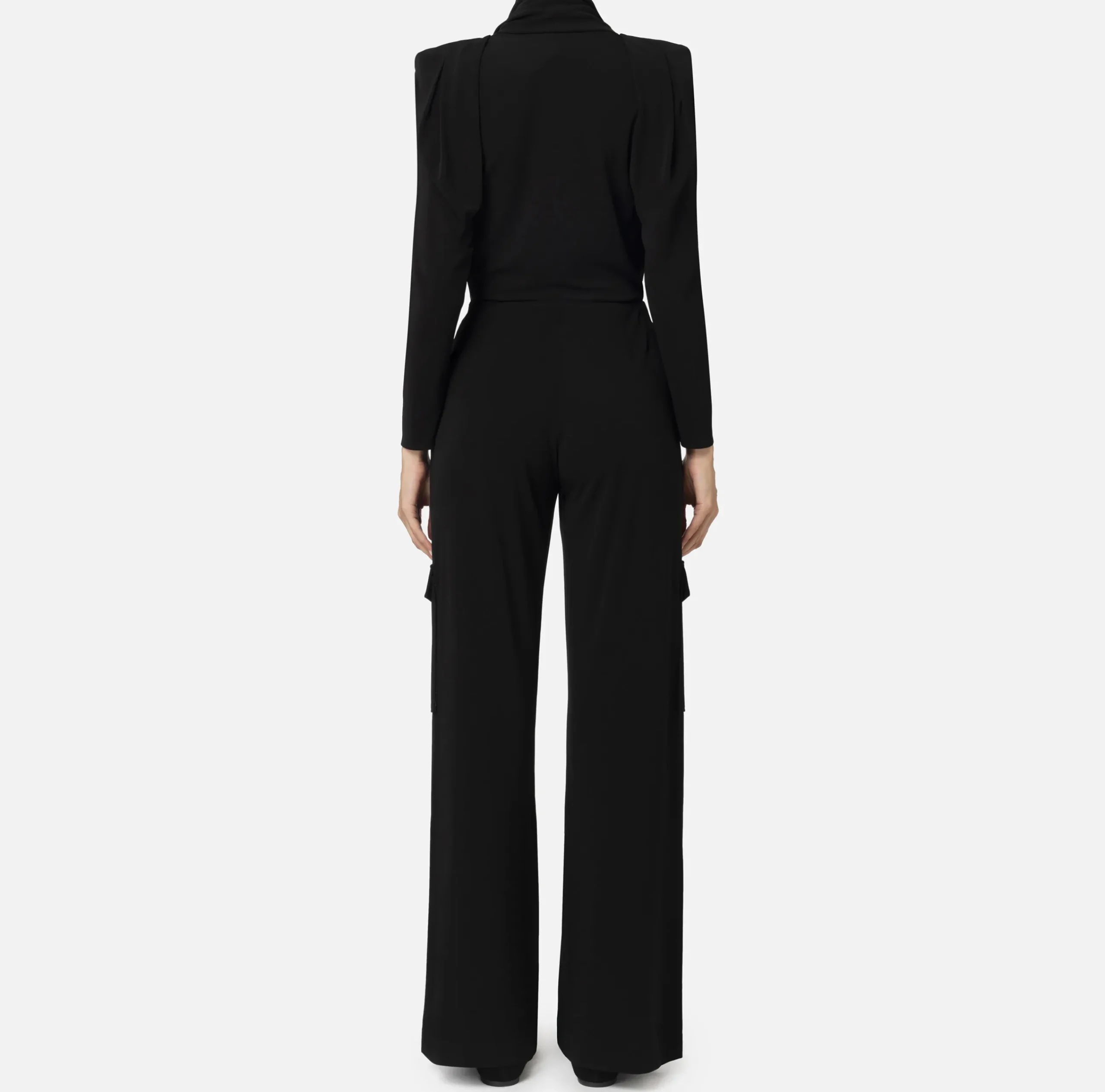 Tute|Elisabetta Franchi Tuta in jersey con cintura charms Nero